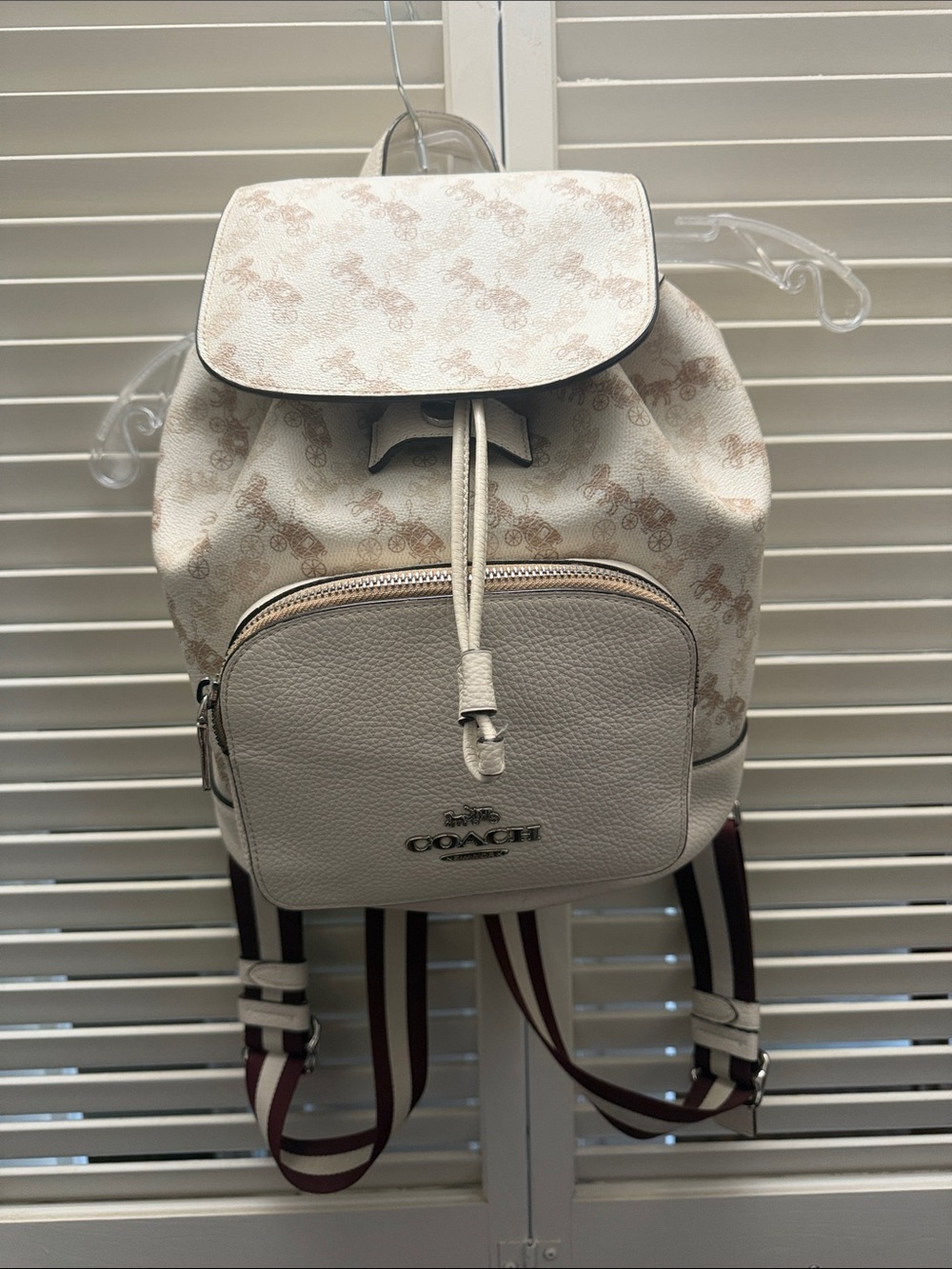 Coach Signature Print Cream Backpack